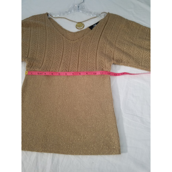 I.N. San Francisco CamelBrown Sz S Continuous Arm Bell Sleeve Smocked Bodice Top - Picture 8 of 10